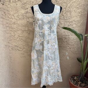Sundance Sheer Embroidered Pastel Floral Midi Dress